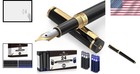 Luxury Fountain Pen Set With Medium Nib   24 Ink Cartridges In Gift Pouch
