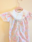Vintage Cottage Core Romper Baby Girls Up To 14lbs Flower Print Pink Rose