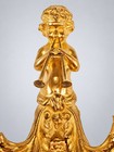 Antique 19th C French Ormolu Gilt Bronze Putti Double Flute Wall Sconces 