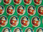 Vtg Christmas Green Santa Department Store Wrapping Paper Gift Wrap 2 Yards