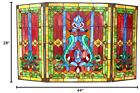 Tiffany Victorian Style Stained Glass Fireplace Screen Foldable 3-panel Guard