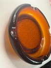 Vintage Amber Glass Ashtray Round Diamond Pattern 4 Cigarette Rests 6 Inch