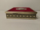 Beautiful Vintage Square Metal Tin With Velvet Top  Metal Cameo  West Germany