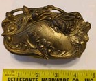 Vintage Art Nouveau Ornate Raised Relief Design Footed Metal Trinket Jewelry Box