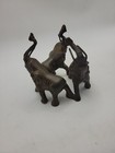 Vintage Bronze 3 Elephants In Circlr3 35 Tall 3 5 Wide Tusks Are Intact See Pics