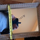 Lg vintage Ornate Gold Filigree Mirrored Tray Vanity Decorative Floral Rectangle