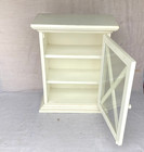 Vintage White Painted Wood Wall Mount Medicine Bathroom Cabinet With Glass Door