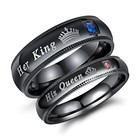 2pc Couple His Queen her King Rings Stainless Steel Cz Band Valentine s Day Gift