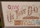 Vintage Needlepoint Wall Art Give Us This Day Our Daily Bread Framed Cottagecore