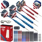 Steel Tip Darts Set Professional Brass Barrels Shafts Flights Case Sharpener
