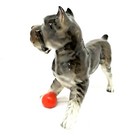 Goebel Schnauzer Gray Dog Figurine Statue Playing With Red Ball West Germany
