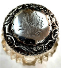 Antique M  Bros  Birmingham Sterling Silver Lid Cut Crystal Vanity Jar Mono