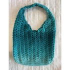 Crochet Market Tote Bag In Variegated Teal