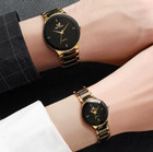 Luxury Couple Watch Set Gold Black Quartz His   Hers Wristwatch Gift