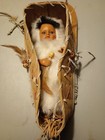 Vintage Old  Cradle Wall Hanging With Skookum Papoose Doll Native Eskimo Indian 