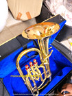Baritone Horn Made Of Pure Brass In Golden Polish   Cushion Case   Free Shipping