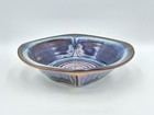 Large Vintage Bill Campbell Blue Drip Glaze Swirl 12    Bowl Studio Art Pottery