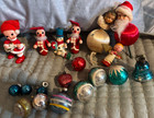 Vintag Christmas Ornaments  Small Lot Of 20 Random Mercury Glass  Wooden   Porce