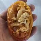 Chinese Antique Huanglong Jade Carved Waist Tag Pendant Mean Career Advancement