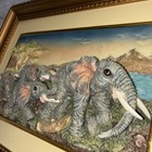 Vintage Rare    3d    Elephants Sculptured Picture Nature Art Matthias Huber