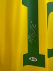 Autographed Jersey Yellow green Pele  10 Hand Signed Brazil Bas Coa