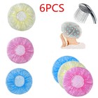 6pcs Women Waterproof Elastic Plastic Dot Shower Bathing Salon Hair Caps Hat Us