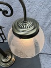 Vintage Art Nouveau Style  Bridge Arm Table Lamp Frosted  Shade Brass Deco 21 