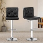2 Pcs Adjustable Swivel Bar Stools Pu Leather With Back Breakfast Pub Chair