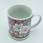 Coffee Mug Cup With Lid  Red Floral  Made In Japan Ceramic Vintage