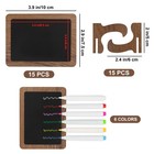 15 Pcs Mini Chalkboard Sign With 6 Color Chalk Markers 2 9    X 3 9    Wooden Bla   