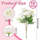 12 Pcs White Artificial Peonies Silk Flowers Fake Bouquet Wedding Decor Home