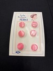 Vintage Pearl Buttons Pink Original Card Box Of 12 Cards 72 Buttons Size 18