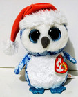 Ty Beanie Boos - Icicles - 6  Blue Christmas Owl - Medium Boo - Tags