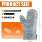 Silicone Oven Mitts  Heat Resistant 2pcs Mitts With Soft Cotton Gray 