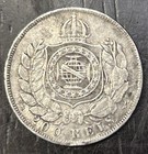 Brazil 1868 200 Reis Pedro Ii Silver Coin