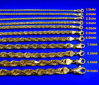 10k Yellow Gold Solid Rope Necklace Bracelet Chain Diamond Cut 1mm-10mm 7 -30 