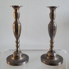Pair  Vintage Brass Candlestick Holders Pair 11  Tall Stamped Made In England