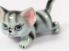 Vtg Cat Miniature Figurine Bone China Japan Grey Striped Tabby Munchkin  read 