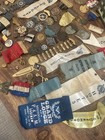 Large Junk Drawer Lot Miliary Medals  Masonic  Lighter  Metal Bank  Ribbons 