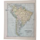 1891 Brazil Peru Venezuela South America Oceans Map Antique Color Victorian Era