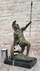 Classic Roman Gladiator Bronze Statue Greek Spartan Warrior Sculpture Office Art