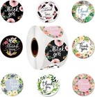1 Roll Of 500pcs 1  1 5  Assorted Floral Thank You Stickers Round Sealing Labels