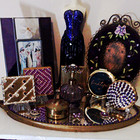 Vintage Vanity Accessories Lot Purple Rhinestone Perfume Bottle Compacts Mirror