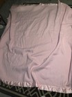 Vintage Blanket Acrylic Embroidered Floral Satin Trim 86x80 Pink