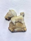 Imperial Slag Glass White  Cream  Brown Pony Stallion Horse Figure Figurine