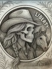 Hobo Nickel Style Skull Art Print  8x10    Real Buffalo Nickel Practice Coin V6