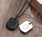 Cremation Urn Pet Dog Cat Paw Print Keepsake Ashes Memorial Pendant Necklace Slv