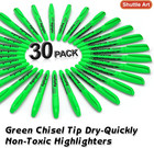 Highlighters  30 Pack Green Highlighter Pens Bright Colors  Chisel