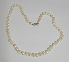 6mm White Pearl Strand Necklace W  14k Clasp Vintage 16 1 2 Inch