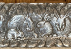 Arthur Court Serving Tray  Vintage  Bunny Rabbit W lettuce Sand Cast Aluminum